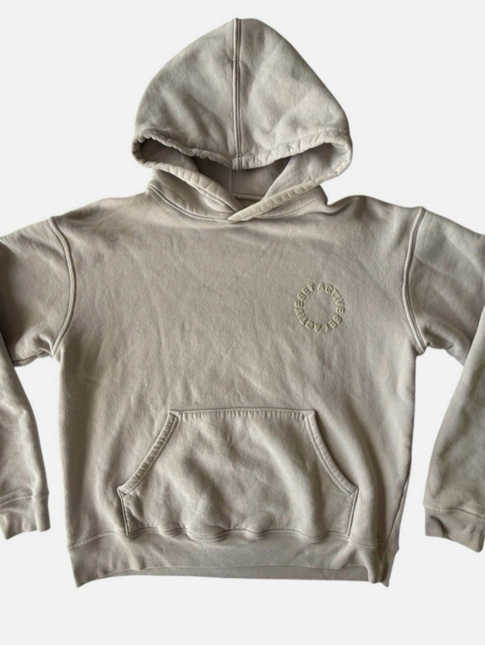 SET ACTIVE LA LOS ANGELES Greige Warm ATHLETIC HOODIE Gym Sweatshirt